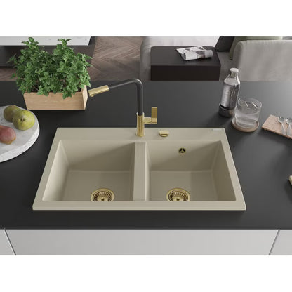 Granitvask Hektor 2-Kammer 80x48 cm Beige