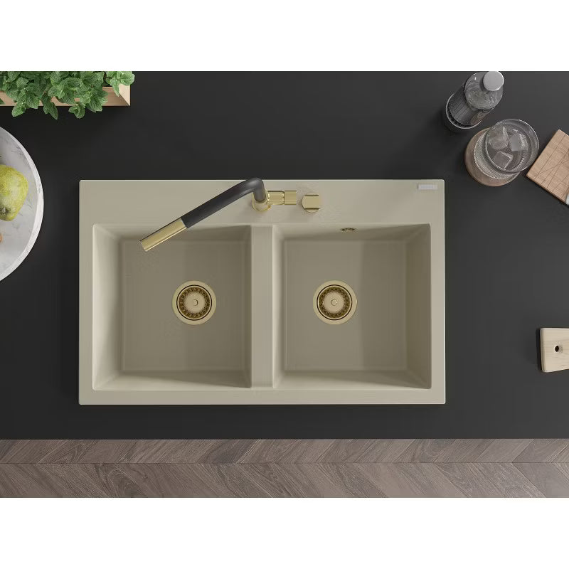 Granitvask Hektor 2-Kammer 80x48 cm Beige