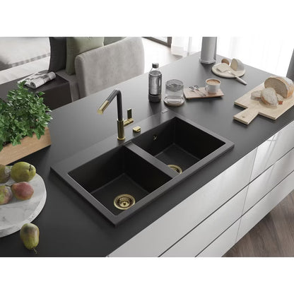 Granitvask Hektor 2-Kammer 80x49 cm Sort