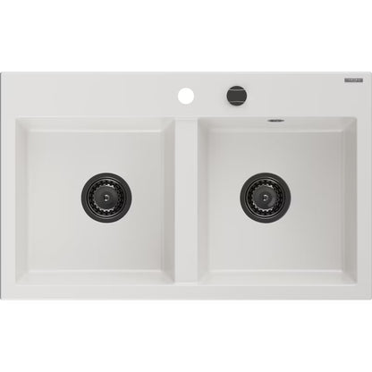 Granitvask Hektor 80x48 cm 2-Kammer Hvid