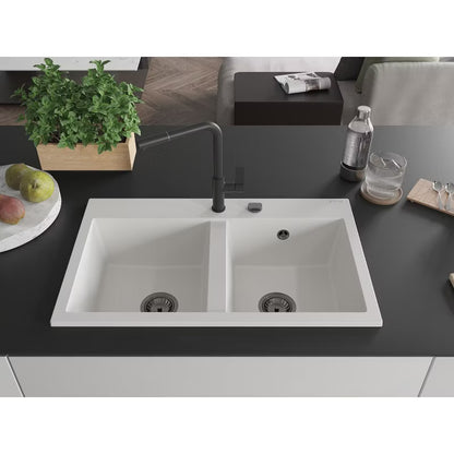 Granitvask Hektor 80x48 cm 2-Kammer Hvid