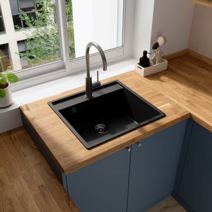 Granitvask Hirase 1-Kammer 53x53 cm Sort