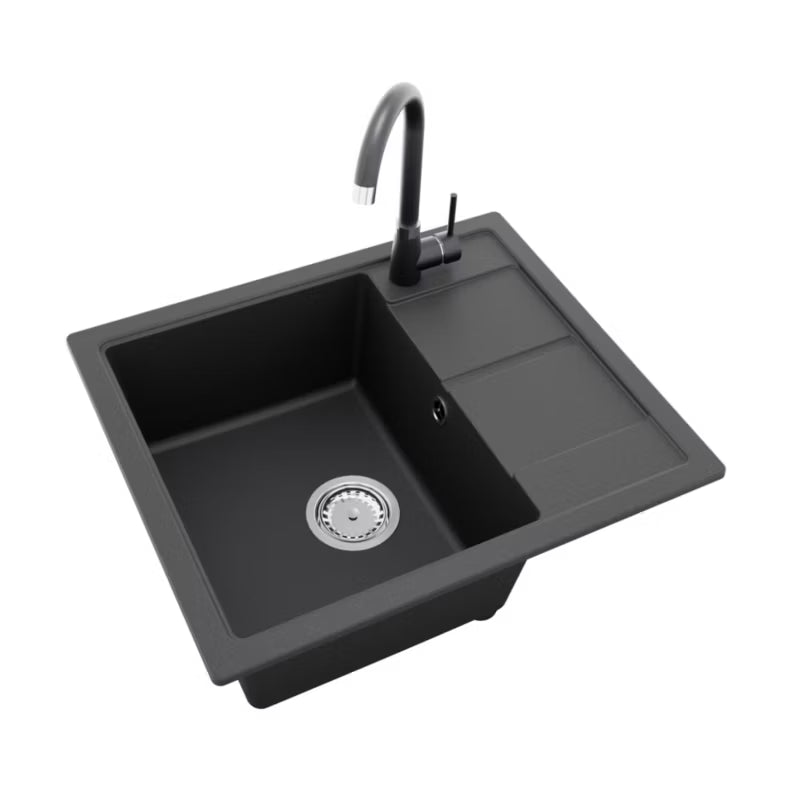 Granitvask Horizon 59x50 cm Sort Metalik med Armatur