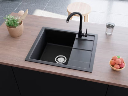 Granitvask Horizon 59x50 cm Sort Metalik med Armatur
