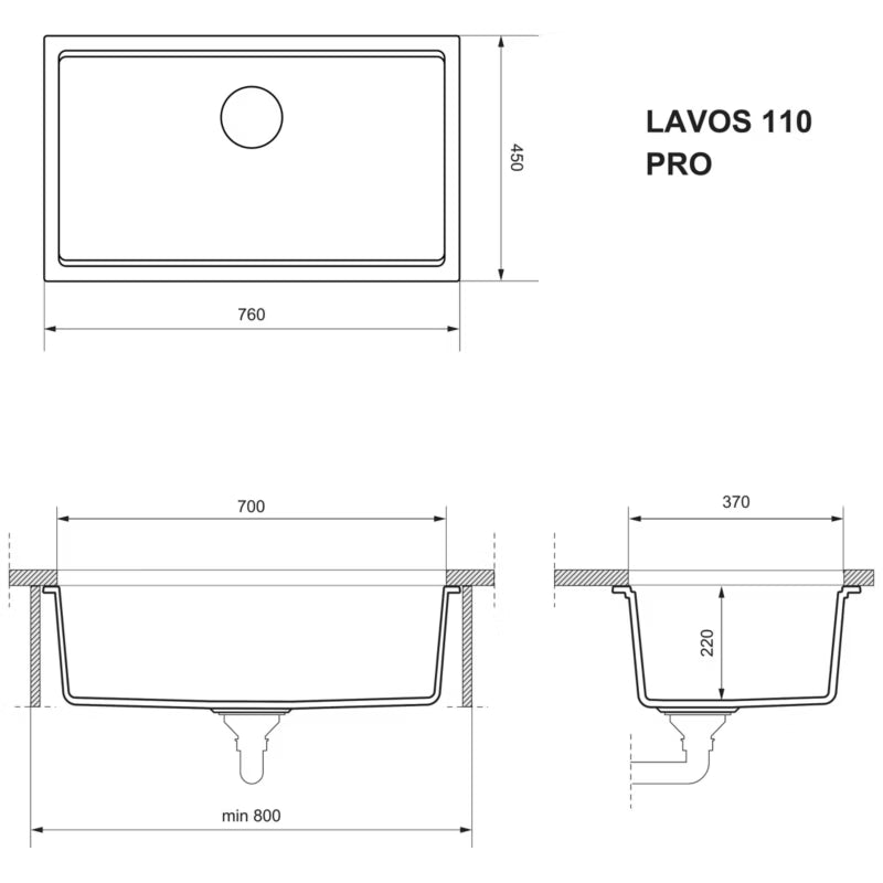 Granitvask Lavos 110 Pro 76x45 cm Taupe
