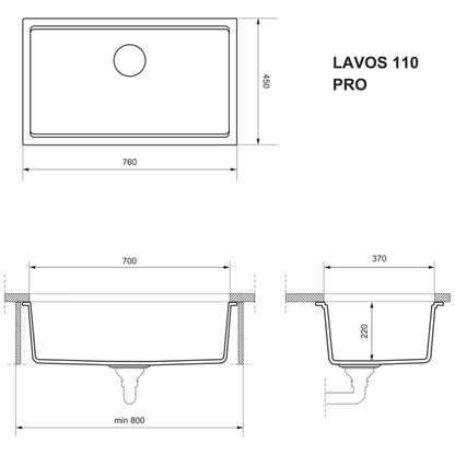 Granitvask Lavos 110 Pro 76x45 cm Taupe