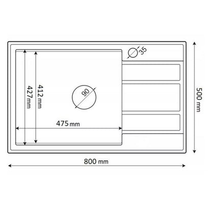 Granitvask Louis 80x50 cm Sort Spættet med Blander