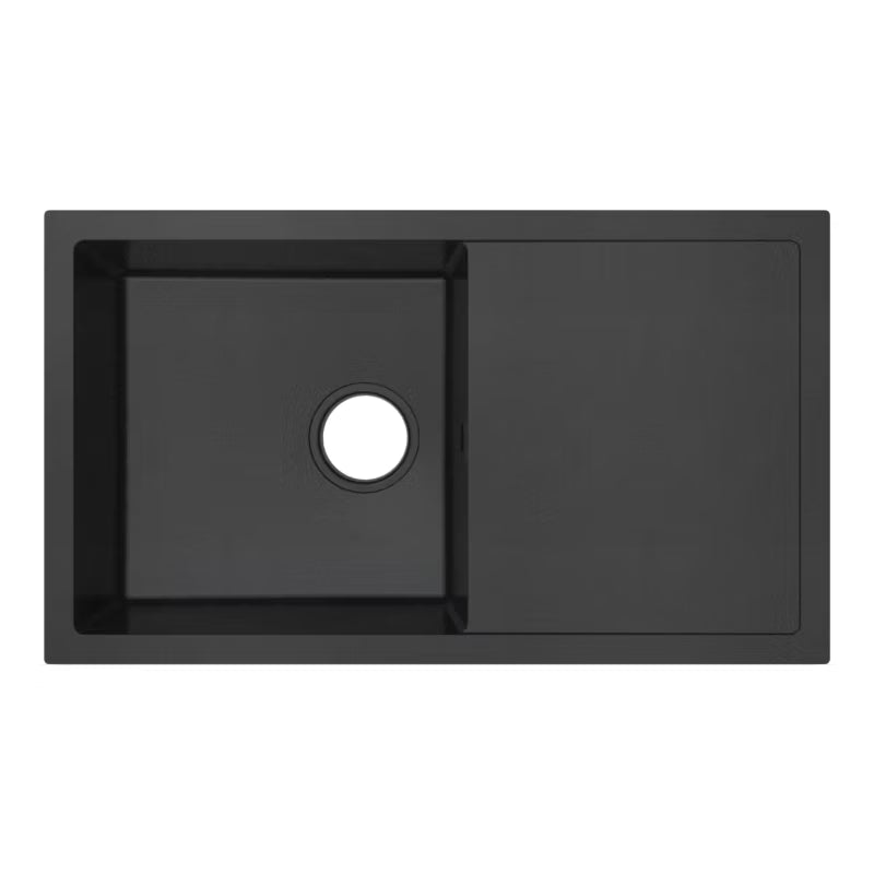 Granitvask Lourdes 76x44 cm 1-Kammer Sort med Afløbsplade