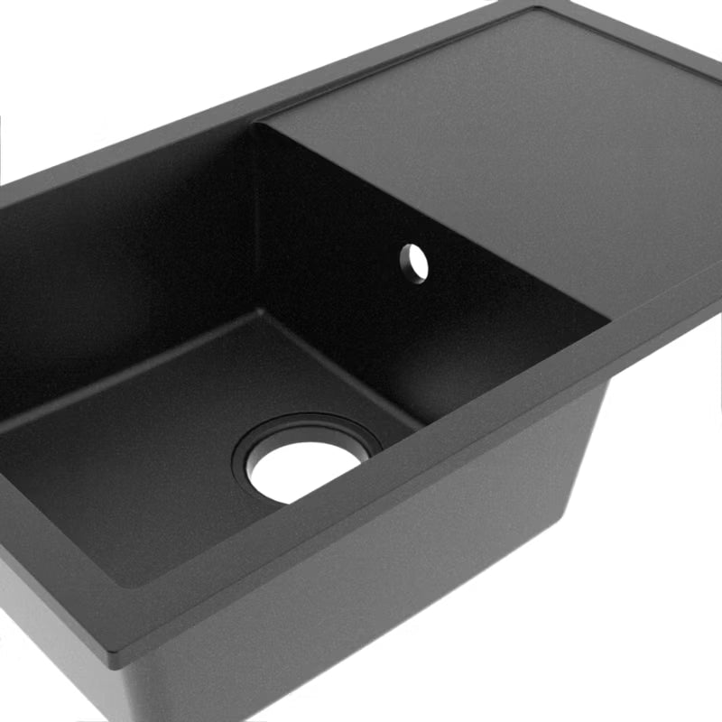 Granitvask Lourdes 76x44 cm 1-Kammer Sort med Afløbsplade