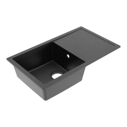 Granitvask Lourdes 76x44 cm 1-Kammer Sort med Afløbsplade