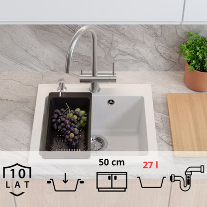 Granitvask Luxo 100 Pro 49x45 cm Hvid