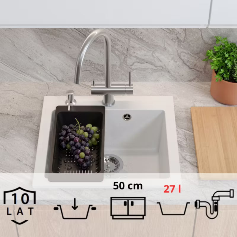 Granitvask Luxo 100 Pro 49x45 cm Hvid
