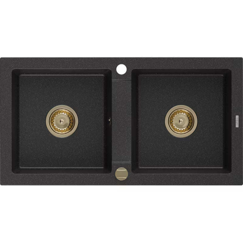 Granitvask Mario 2-Kammer 82x43,6 cm Sort Metalik