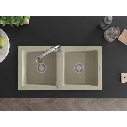 Granitvask Mario 2-Kammer 82x43,6 cm Beige med Armatur