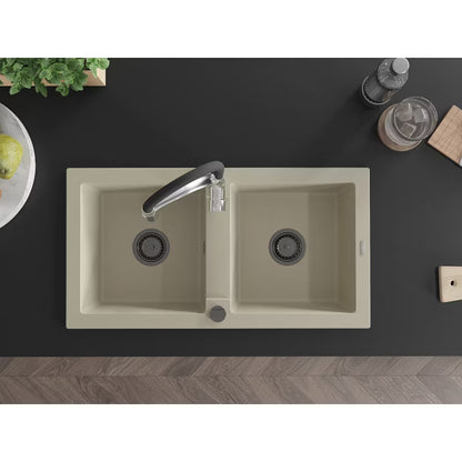 Granitvask Mario 2-Kammer 82x43,6 cm Beige med Armatur