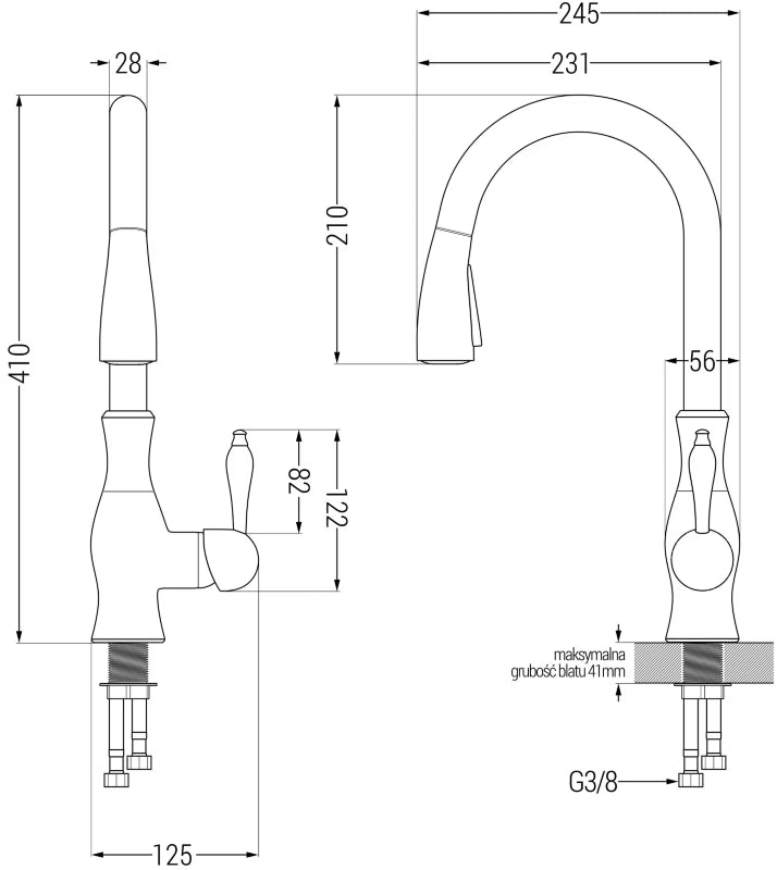 Granitvask Mario 2-Kammer 82x43,6 cm Grå med Armatur