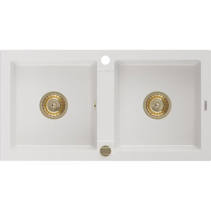 Granitvask Mario 2-Kammer 82x43,6 cm Hvid