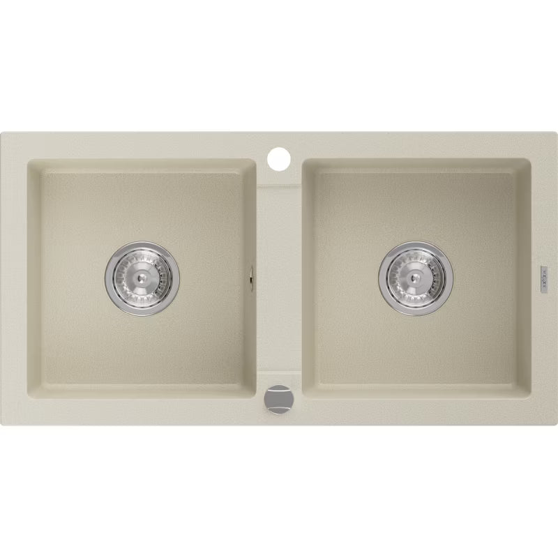 Granitvask Mario 2-Kammer 82x43,6 cm Hvid