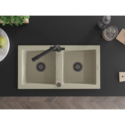 Granitvask Mario 2-Kammer 82x43,6 cm med Armatur Hvid