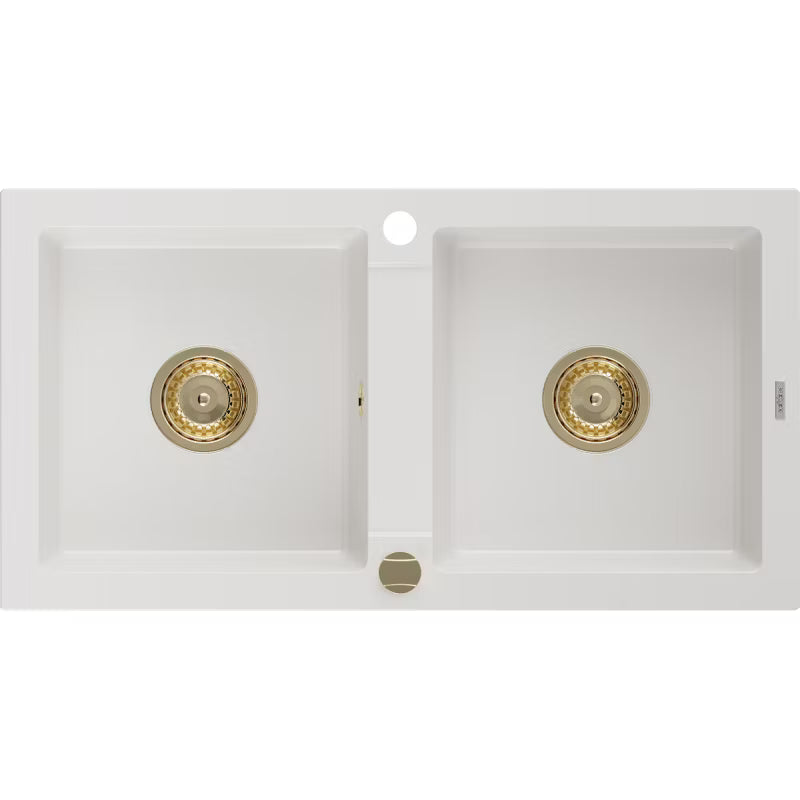 Granitvask Mario 2-Kammer 82x43,6 cm Hvid