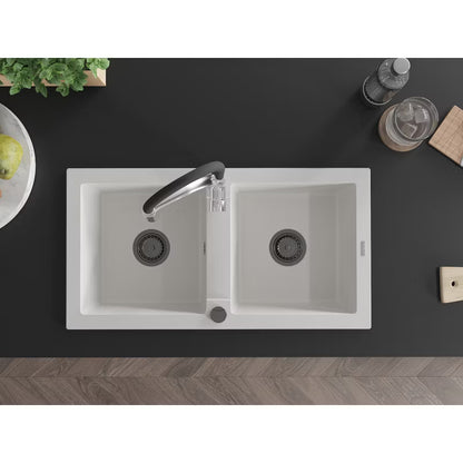 Granitvask Mario 2-Kammer 82x43,6 cm Hvid med Armatur