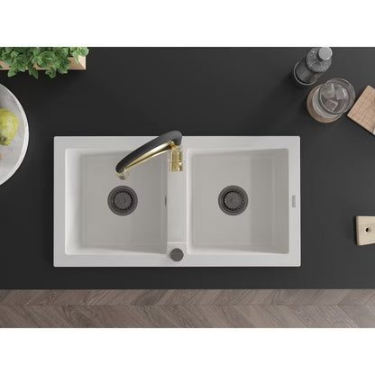 Granitvask Mario 2-Kammer 82x43,6 cm med Armatur