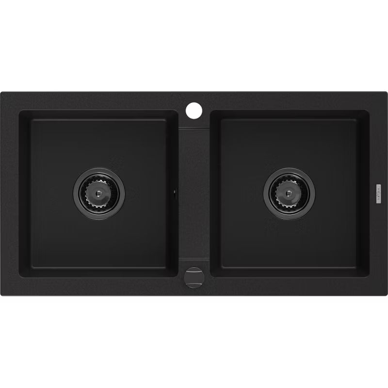 Granitvask Mario 2-Kammer 82x43,6 cm Sort