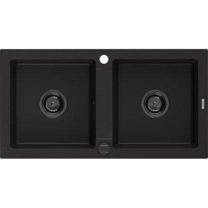 Granitvask Mario 2-Kammer 82x43,6 cm Sort