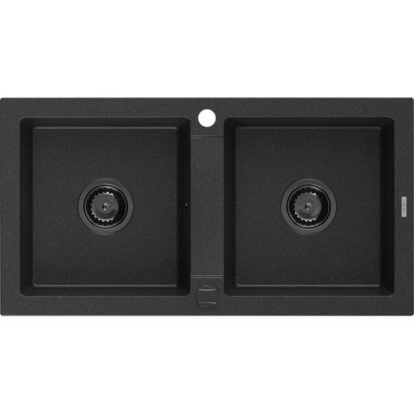 Granitvask Mario 2-Kammer 82x43,6 cm Sort Metallik