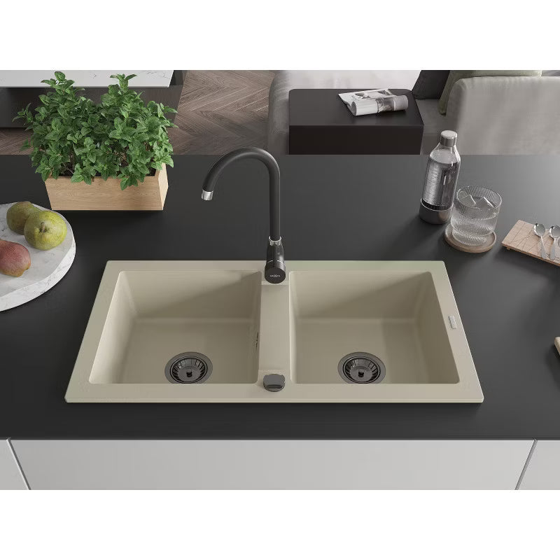 Granitvask Mario 2-Kammer 82x43,6 cm med Armatur
