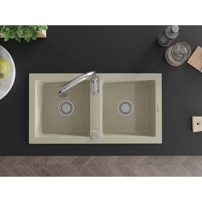 Granitvask Mario 2-Kammer 82x44 cm Beige med Armatur