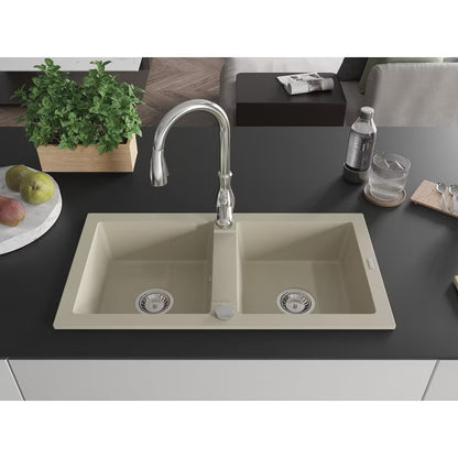 Granitvask Mario 2-Kammer 82x44 cm Beige med Armatur
