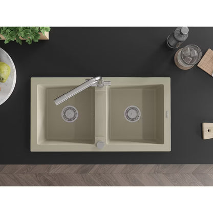 Granitvask Mario 2-Kammer 82x44 cm Beige med Armatur