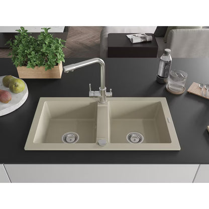 Granitvask Mario 2-Kammer 82x44 cm Beige med Armatur