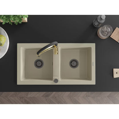 Granitvask Mario 2-Kammer 82x44 cm Beige med Armatur