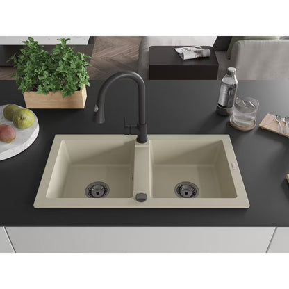 Granitvask Mario 2-Kammer 82x44 cm Beige med Armatur