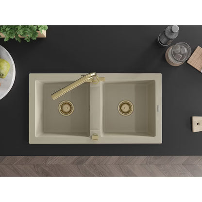 Granitvask Mario 2-Kammer Beige med Armatur