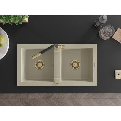 Granitvask Mario 2-Kammer Beige med Armatur