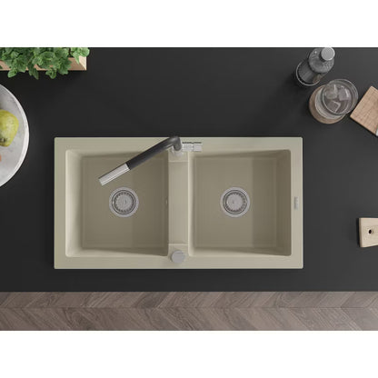 Granitvask Mario 2-Kammer Beige med Armatur