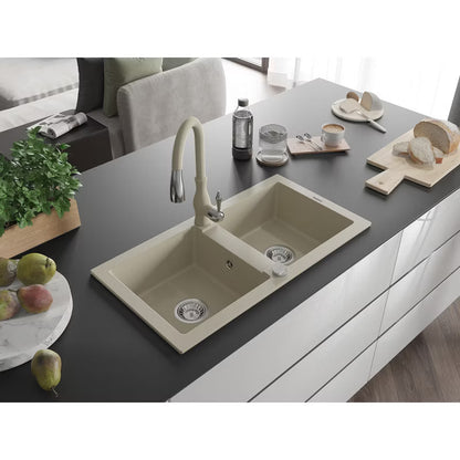 Granitvask Mario 2-Kammer Beige med Savita Armatur