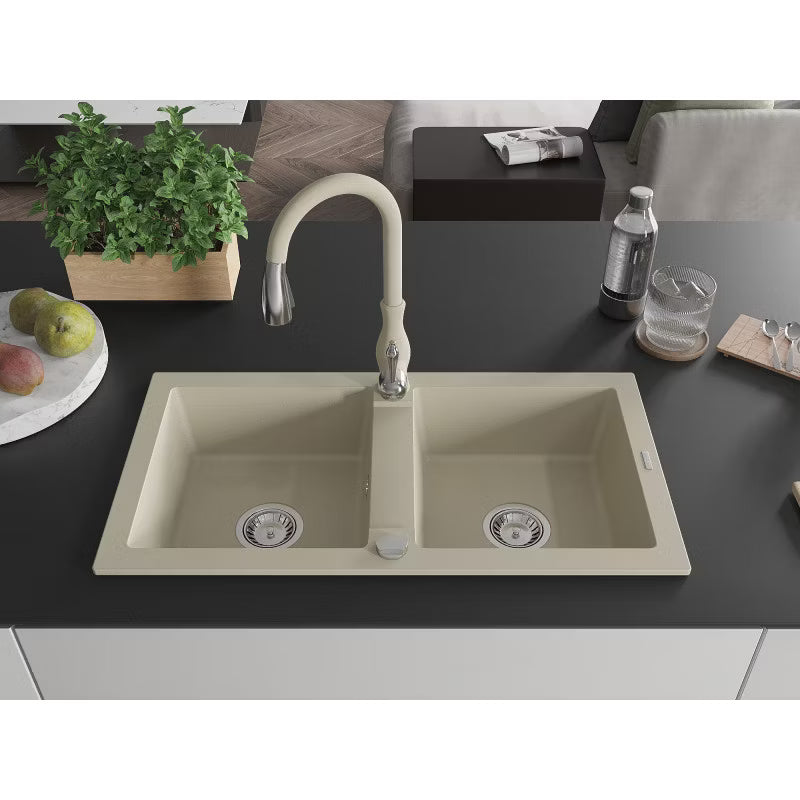 Granitvask Mario 2-Kammer Beige med Savita Armatur