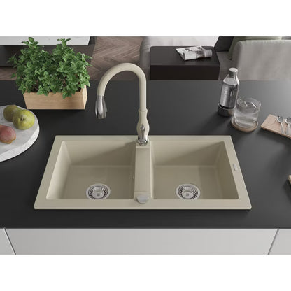 Granitvask Mario 2-Kammer Beige med Savita Armatur