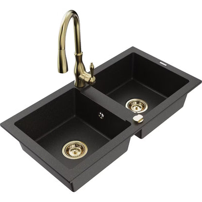 Granitvask Mario 2-Kammer med Armatur 82x43,6 cm