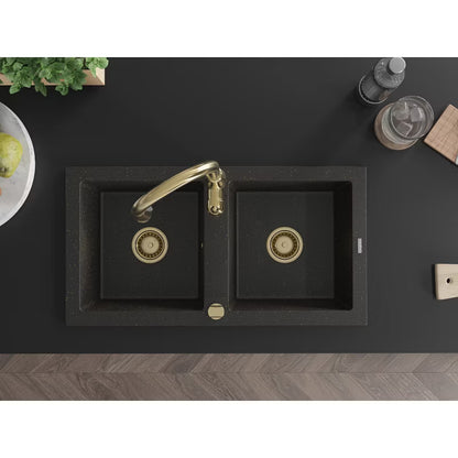 Granitvask Mario 2-Kammer med Armatur 82x43,6 cm