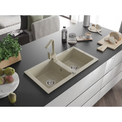Granitvask Mario 2-Kammer med Armatur Beige