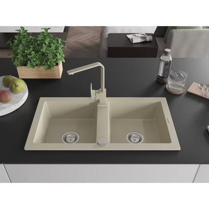 Granitvask Mario 2-Kammer med Armatur Beige