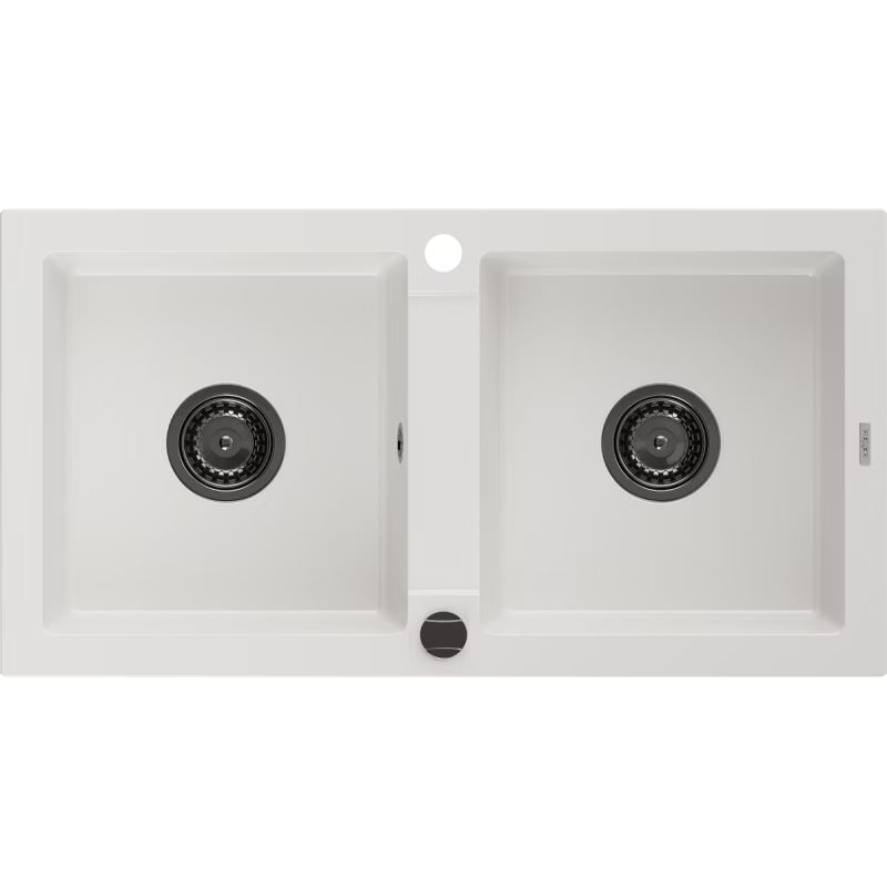 Granitvask Mario 2-Kammer 82x43,6 cm Hvid