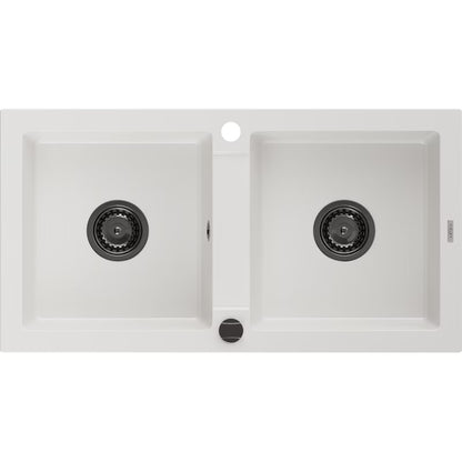 Granitvask Mario 2-Kammer 82x43,6 cm Hvid