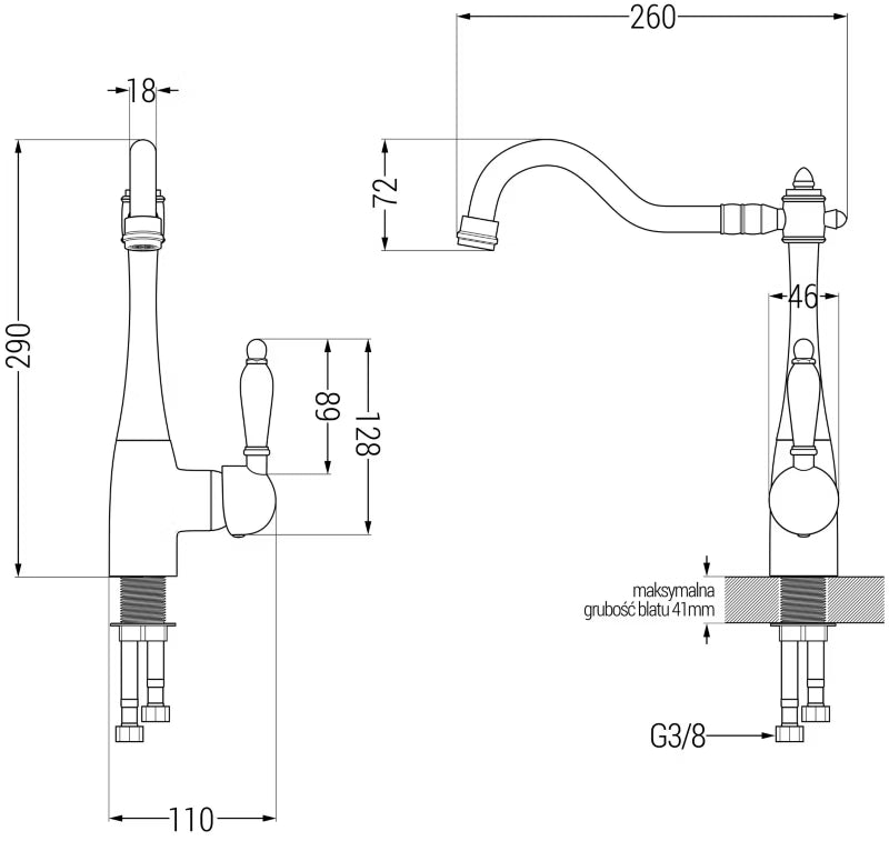 Granitvask Mario 82x44 cm 2-Kammer Grå med Armatur