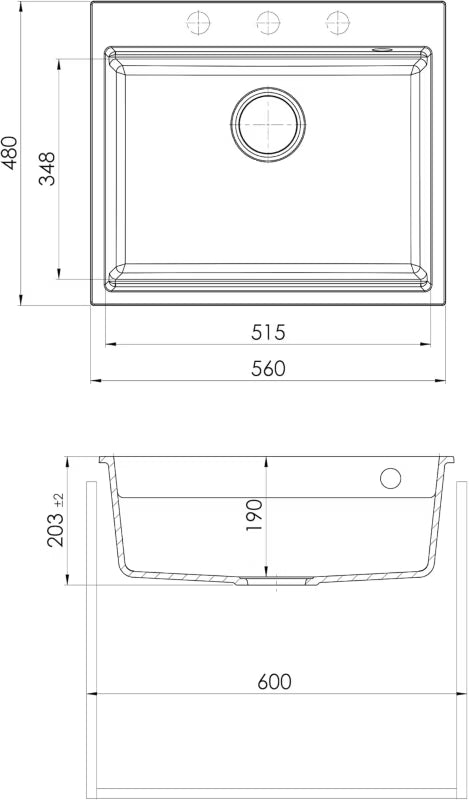 Granitvask Massimo 56x48 cm Sort Metalik